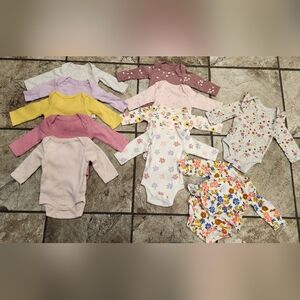 Baby Girl Long Sleeve Bodysuit Lot Of 11 Size 0-3 Month & 3 Month